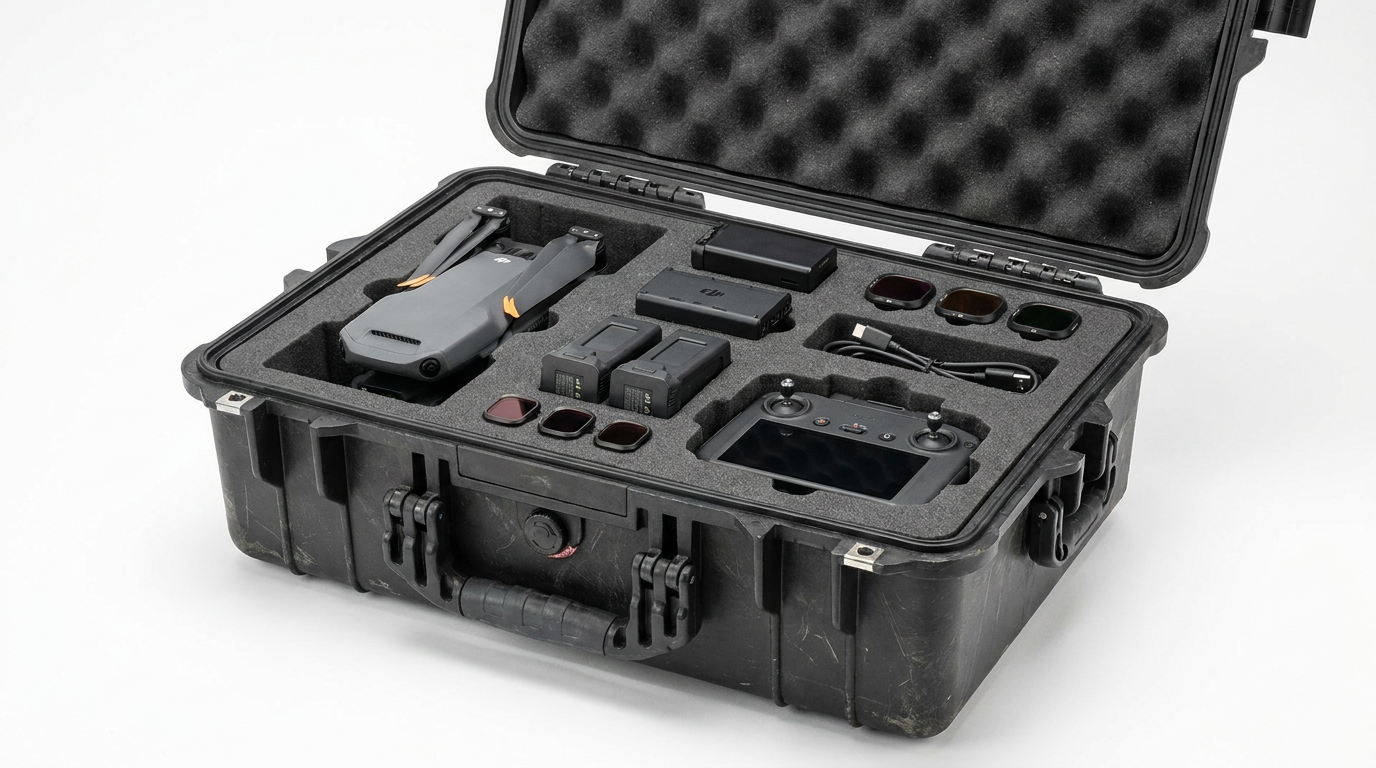 KeXinMaterials DJI drone case with custom foam insert and accessories