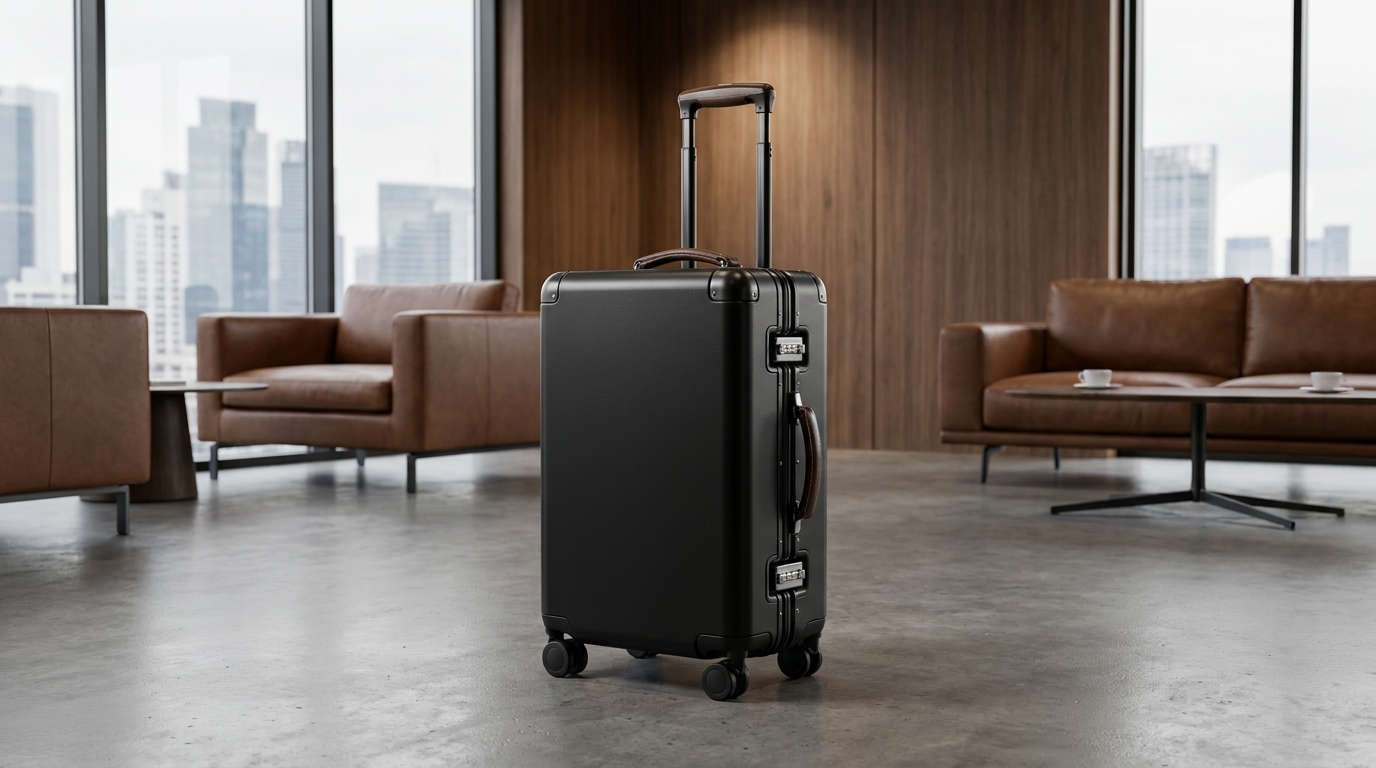 KeXinMaterials black rolling trolley case with telescoping handle
