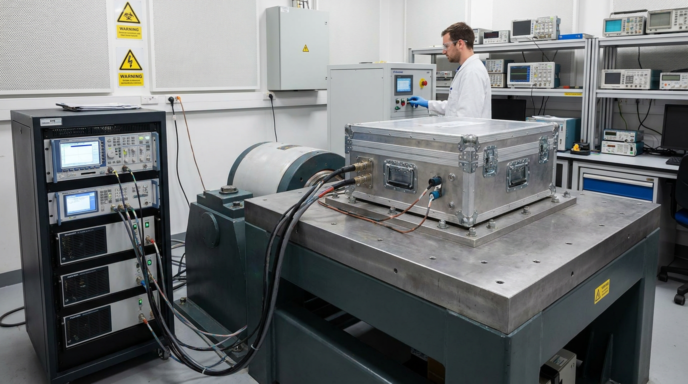 Vibration test setup on electromagnetic shaker