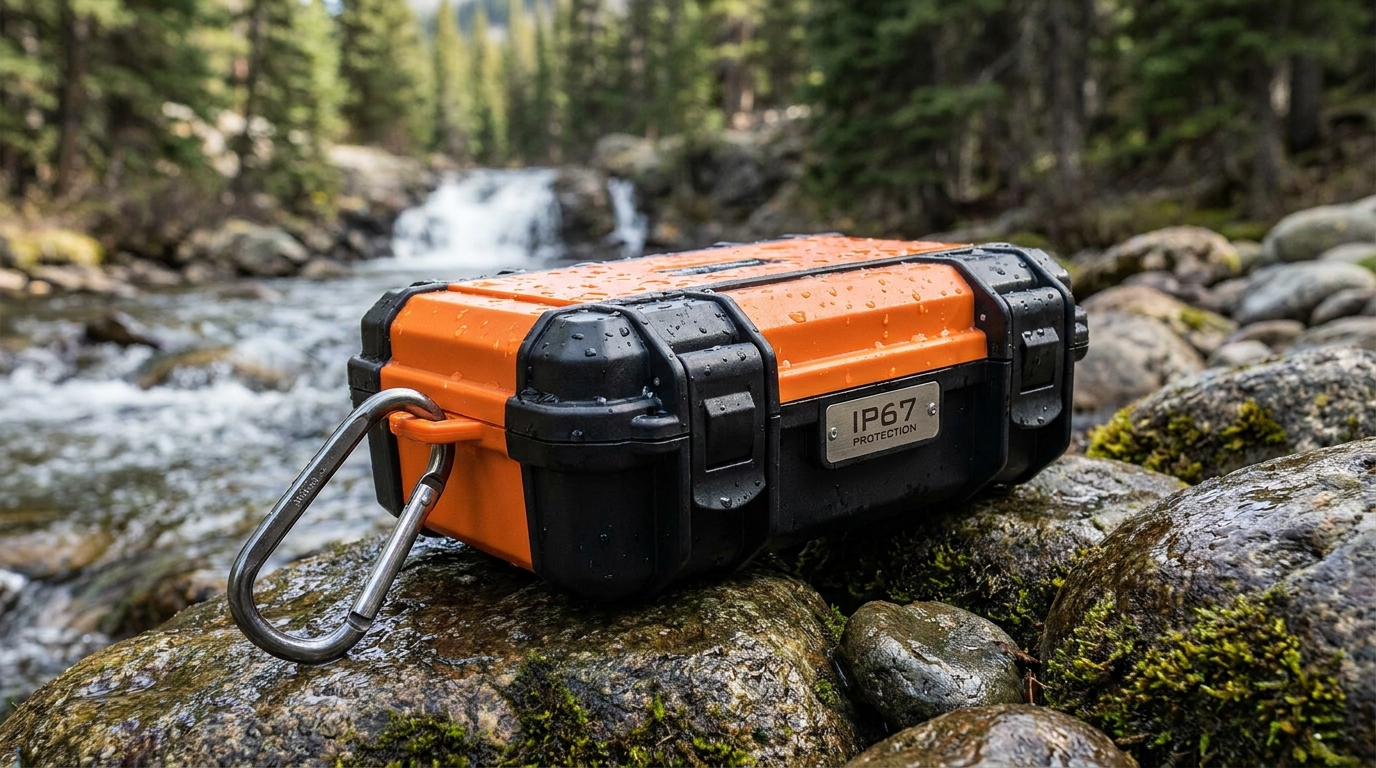 KeXinMaterials orange and black waterproof case for outdoor adventures
